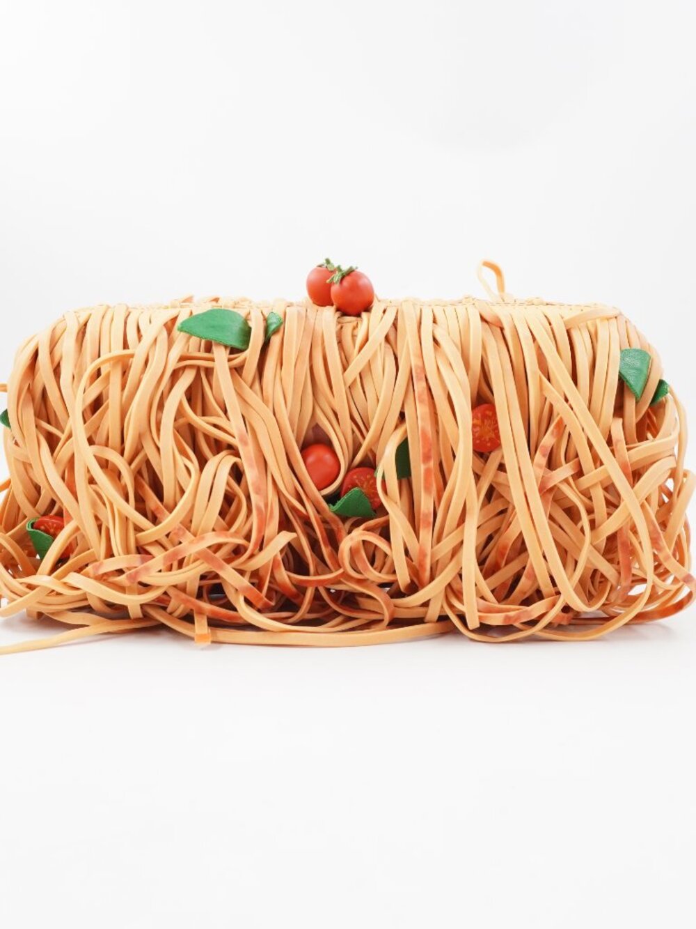 Moschino Spaghetti Clutch Shoulder Bag In Beige With Tomato And Basil Details - Picture 4 of 13